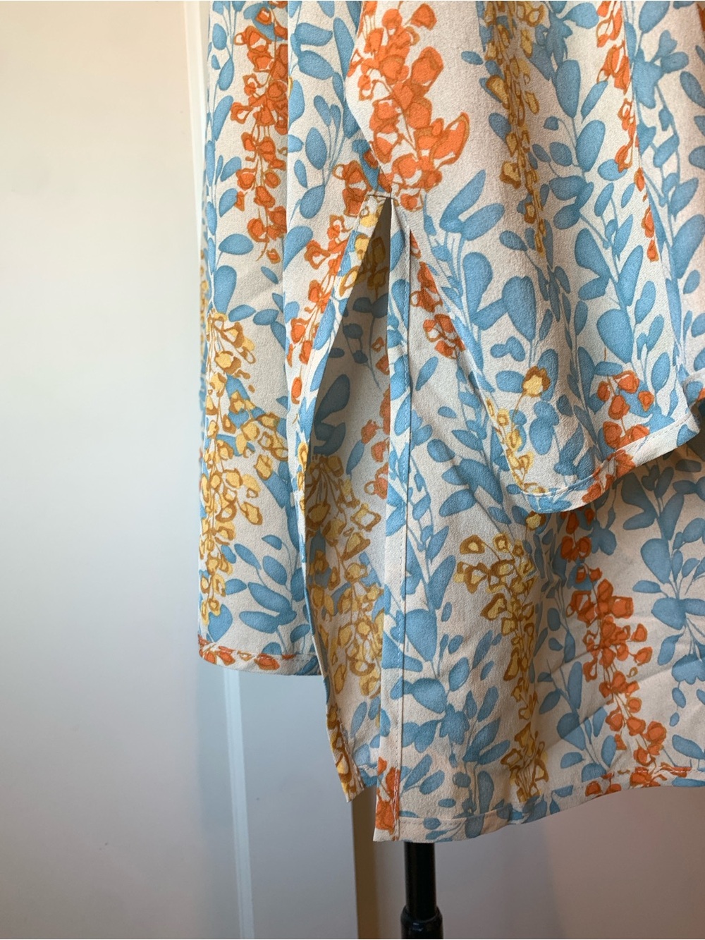 Harari Silk Button-Front Tunic in Light Blue and Orange - Picture 6 of 11